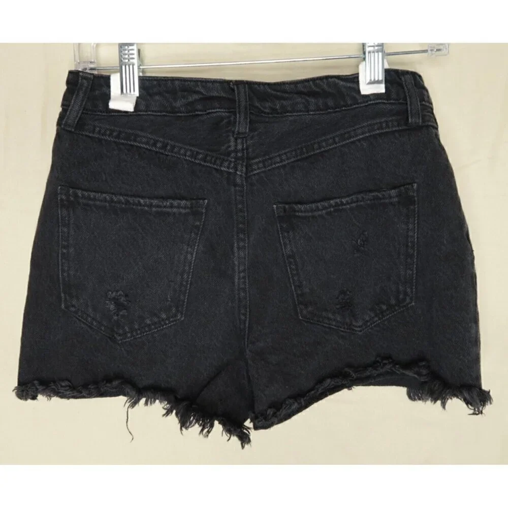 House Of Harlow 1960 Womens Denim Shorts Size 26 Black Cut Off Jean Button Fly
